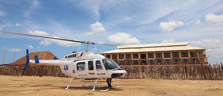 Helicóptero en Hotel Wayira La Guajira